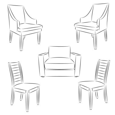 Chair icon. Classic chair outline contour drawing. Vector illust