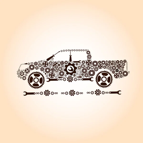 Concepto, simbolizando el coche como un mecanismo — Archivo Imágenes Vectoriales