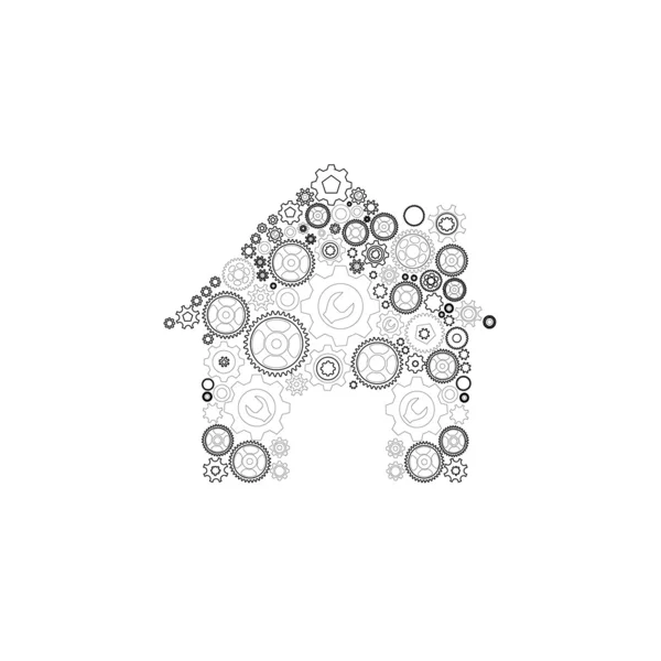 Abstract image of house made of gears — Stock Vector