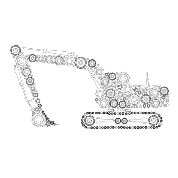 歯車からトラクターのバックホウのアイコン。ベクトル eps10 — ストックベクタ