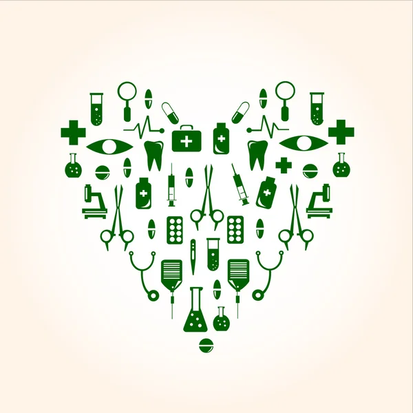 tasarımınız için tıbbi simgelerle kalp şekli