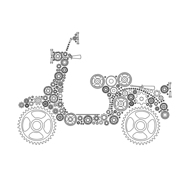 Engrenages abstraits en forme de moto — Image vectorielle
