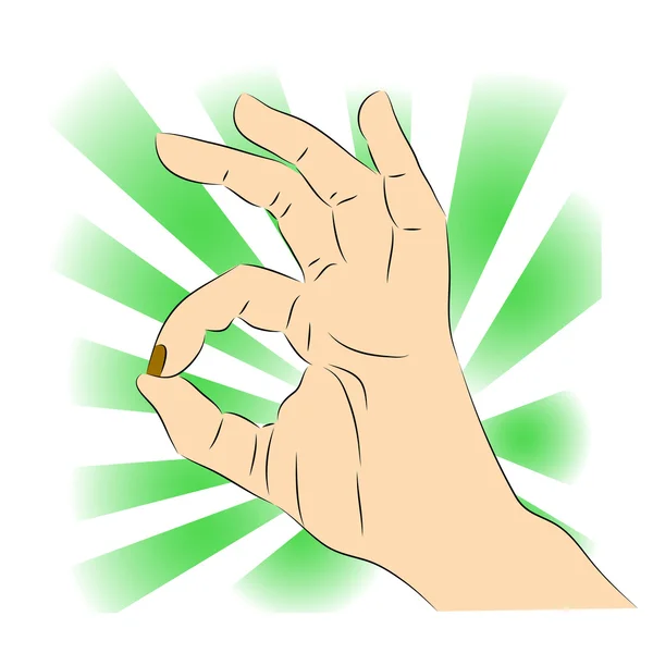Closeup του ανθρώπου χέρι χειρονομίες - προβολή σημάδι εντάξει (εντάξει) — Διανυσματικό Αρχείο