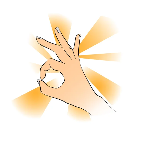 Closeup of man's hand gesturing - showing sign ok (okay) — Stock Vector