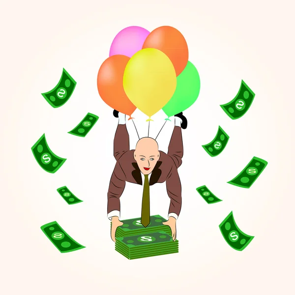 Man in suit dropping down to grab money — Stock Vector