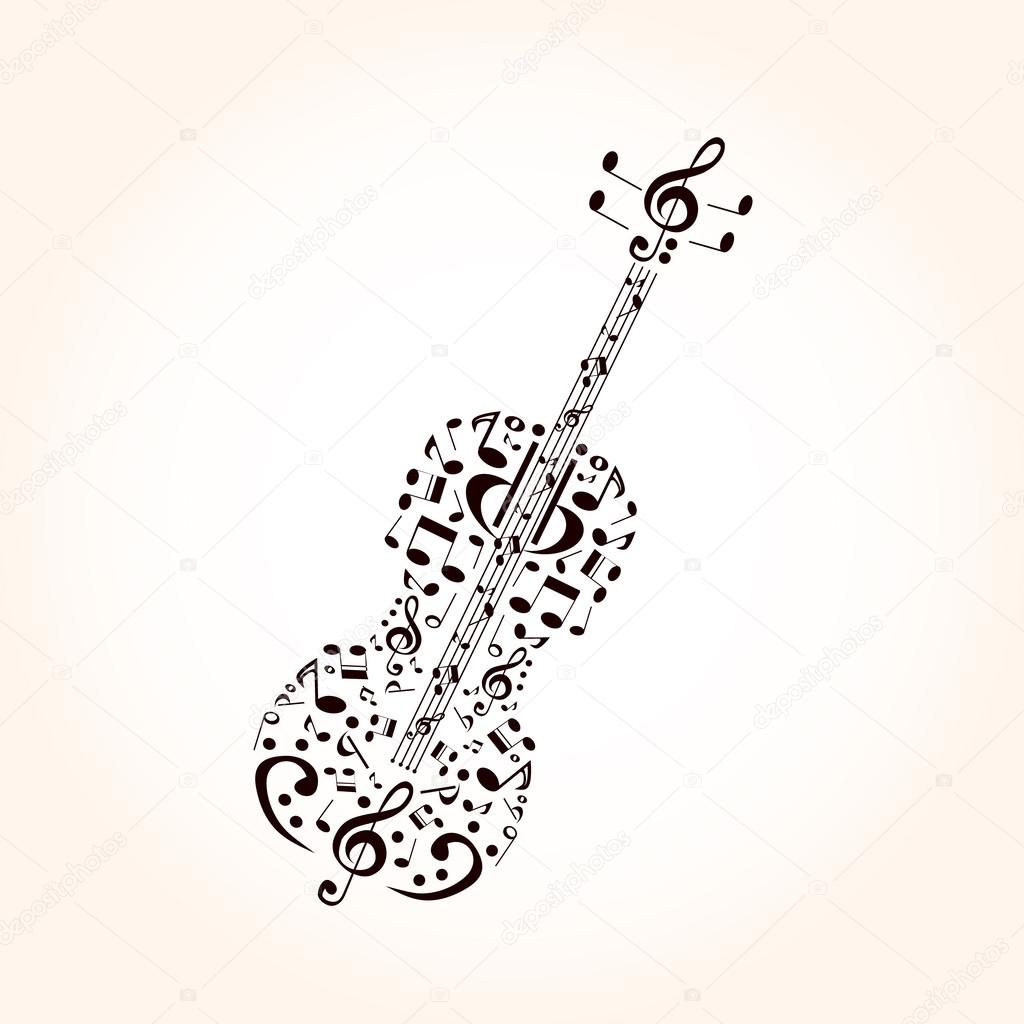 Music, contrabass concept made with musical symbols