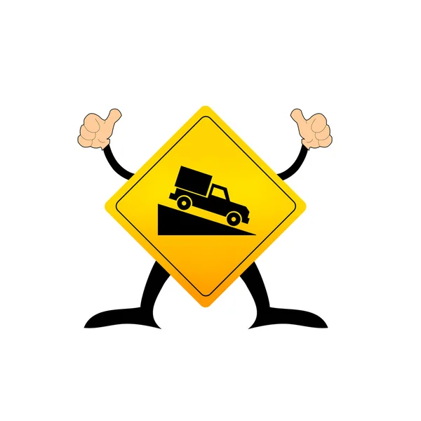 Steep grade hill ahead warning roadsign — Stock Vector