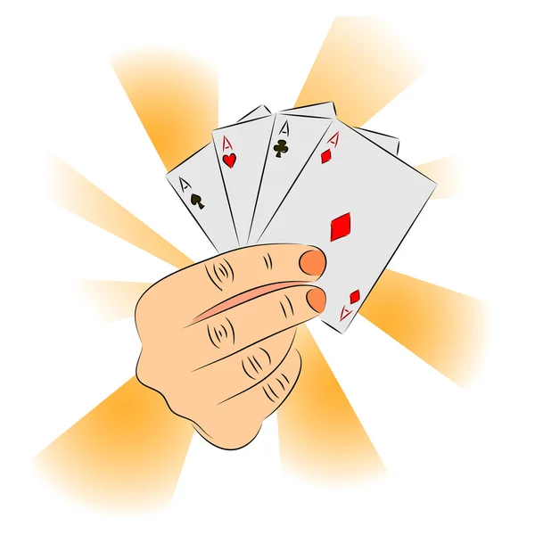 Diabolic hand holds an aces — Stock Vector