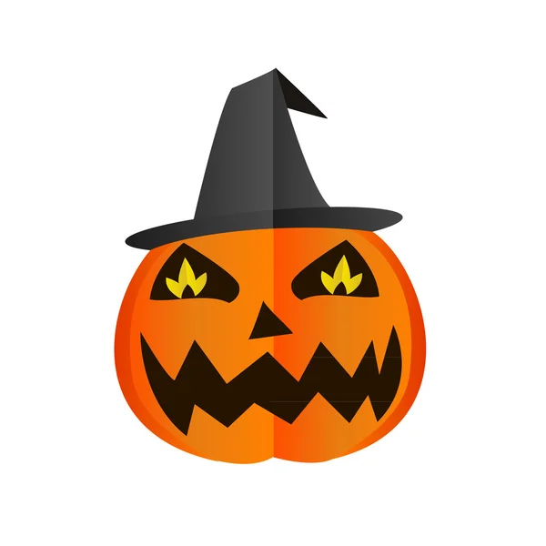 Halloween pumpkin with black witches hat. Vector illustration. — Stock Vector
