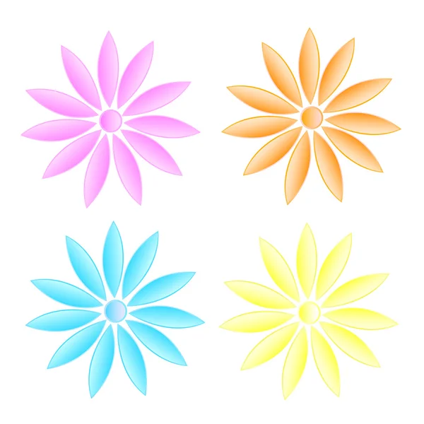 Vector daisy flowers set isolated on white — Stock Vector