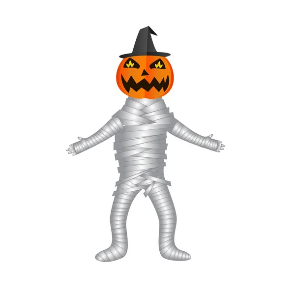 Funny mummy pumpkin cartoon — Stock Vector