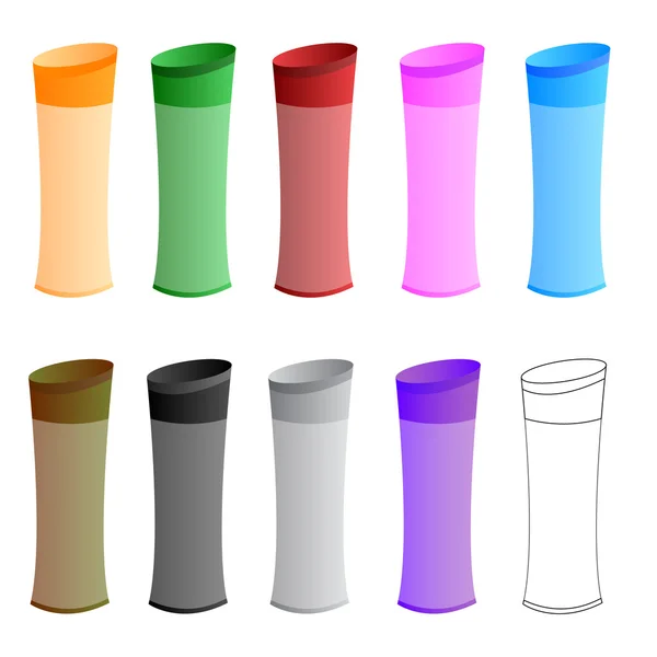 Ilustración vectorial de botella de champú de diferentes colores — Vector de stock