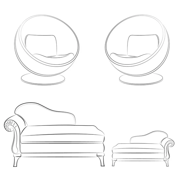 Sandalye simge. Klasik sandalye anahattı kontur çizim. Vektör illust