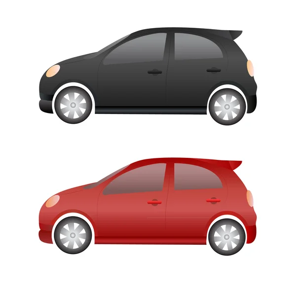 Små bilar på en vit bakgrund — Stock vektor