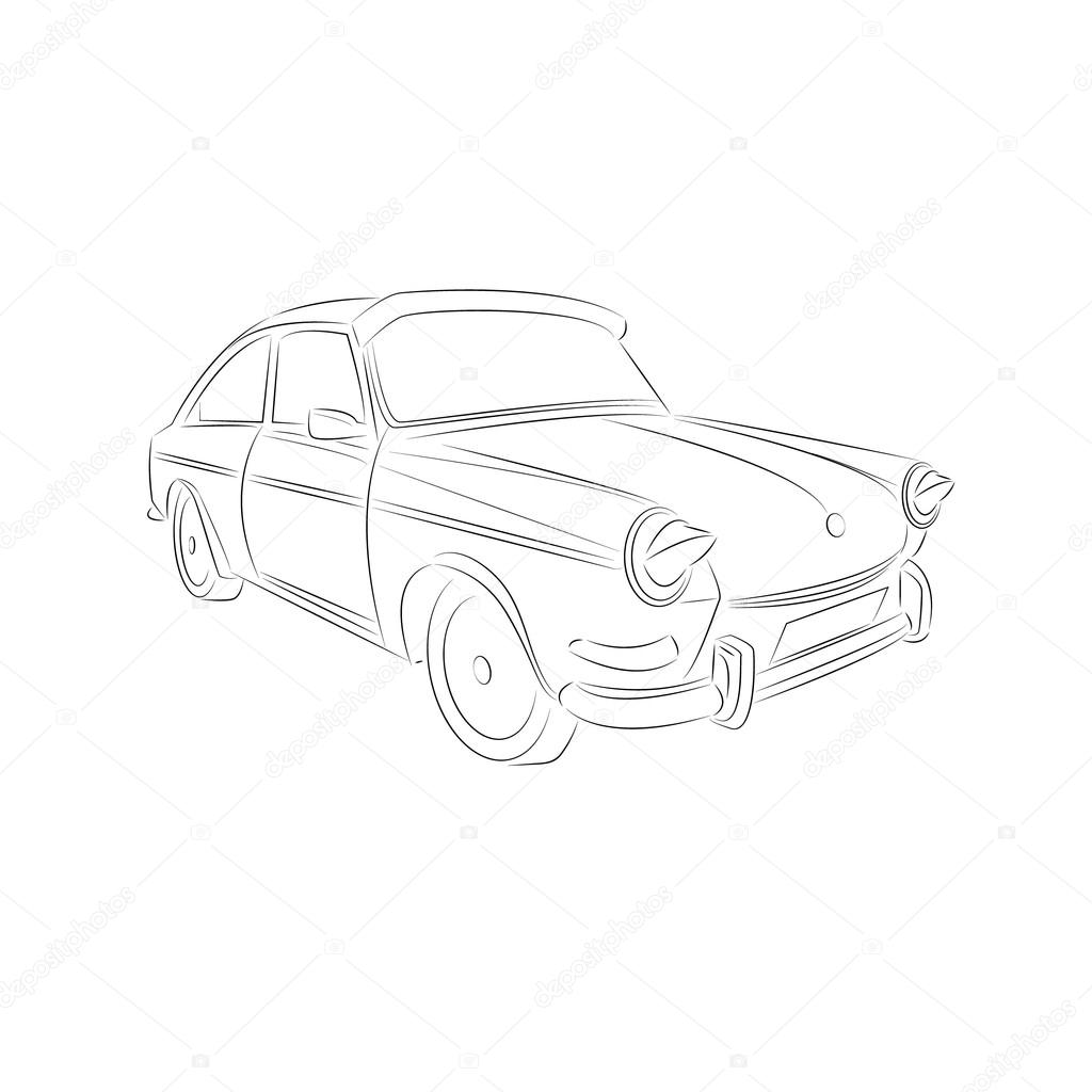 Vintage car drawing 
