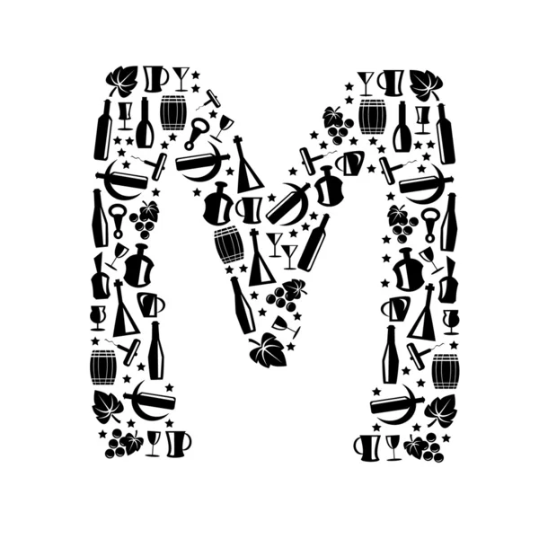 Soyut vektör alfabesi - şarap simgesinden - alfabe seti yapılan M — Stok Vektör
