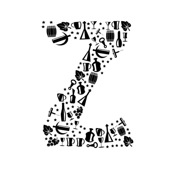 Alfabeto vetorial abstrato - Z feito de ícone de vinho - conjunto de alfabeto — Vetor de Stock