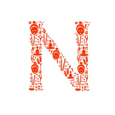 Soyut vektör alfabesi - simge Spa - alfabe seti yapılan N.