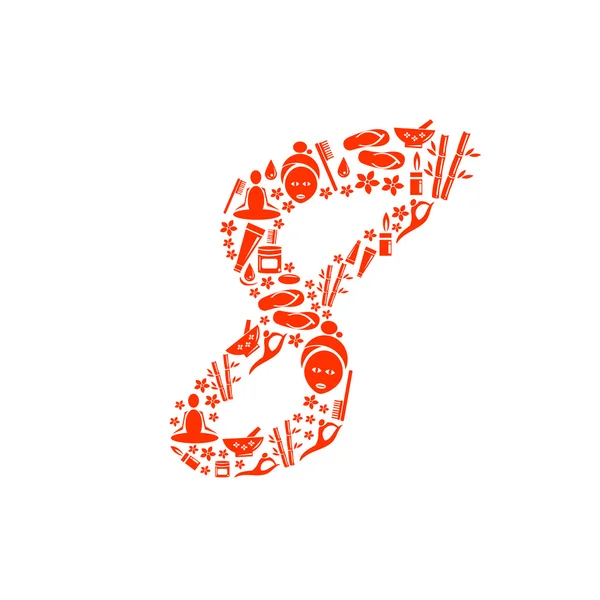 Vecteur abstrait numéro 8 fabriqué à partir d'Icon Spa - jeu de nombres — Image vectorielle