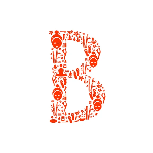 Abstract vector alfabet - B gemaakt van pictogram Spa - alfabet set. — Stockvector