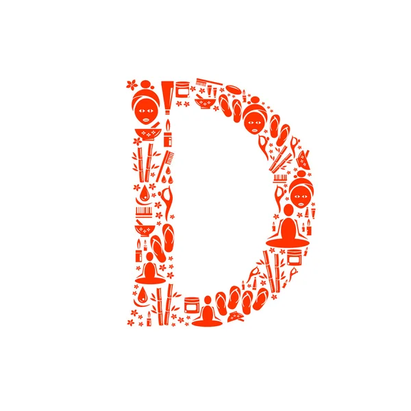 Alfabeto vetorial abstrato - D feito de Icon Spa - conjunto de alfabetos . — Vetor de Stock