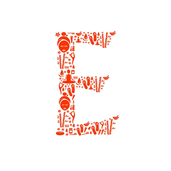 Streszczenie wektor alfabet - E z ikona Spa - zestaw alfabet. — Wektor stockowy