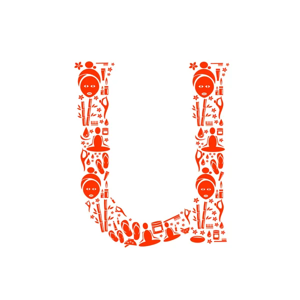 Alfabeto vetorial abstrato - U feito de Icon Spa - conjunto de alfabetos . — Vetor de Stock
