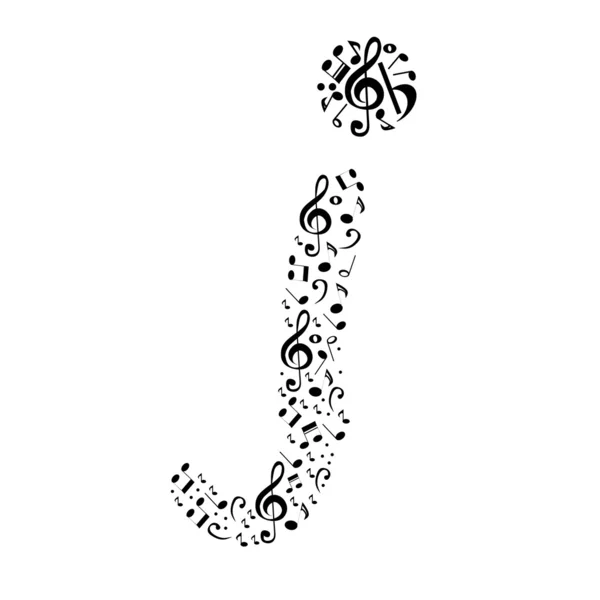 摘要矢量字母表.由音乐笔记制成的j.字母集 — 图库矢量图片