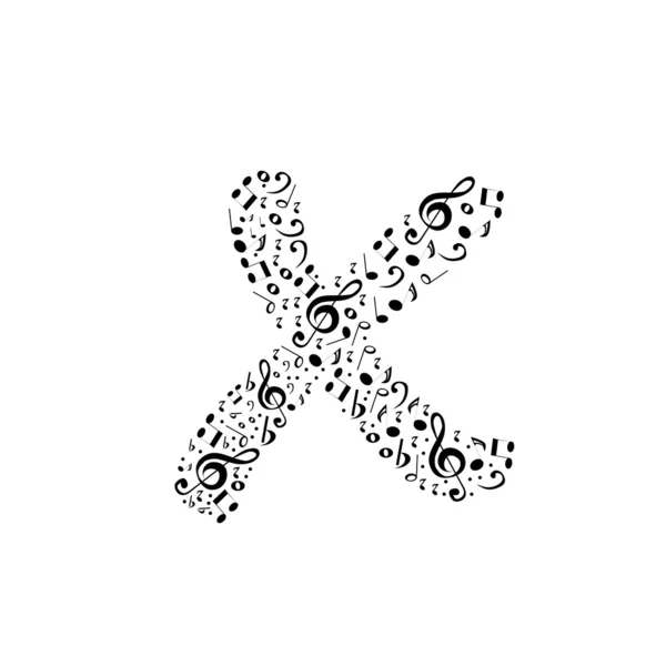 摘要矢量字母表.由音乐笔记制成的x.字母表集 — 图库矢量图片