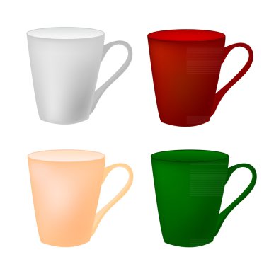 Beyaz bir arka plan üzerinde renkli cup