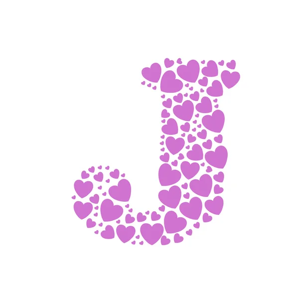 Alfabet J ilustracji wektorowych serca — Wektor stockowy