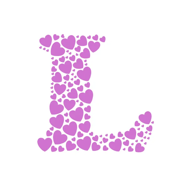 Αλφάβητο L της απεικόνισης διάνυσμα καρδιές — Διανυσματικό Αρχείο