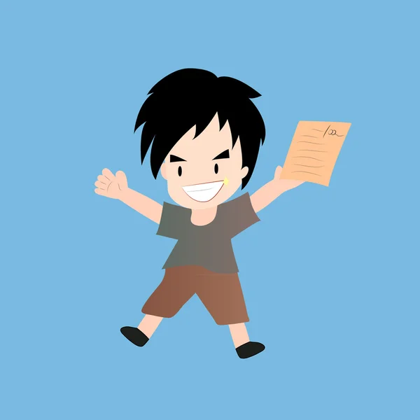 Cartoon boy holding blank paper — Stock Vector