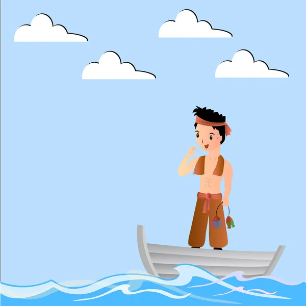 Divertido pescador de dibujos animados — Vector de stock