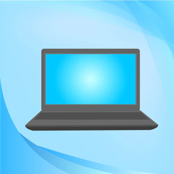 Laptop isolado em fundo azul. Ilustração vetorial . — Vetor de Stock