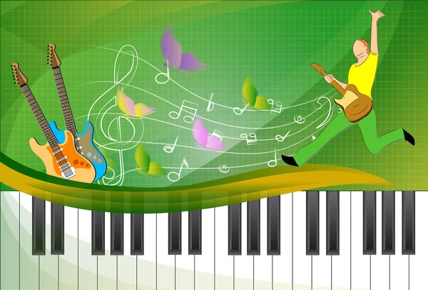 Musical green background — Stock Vector