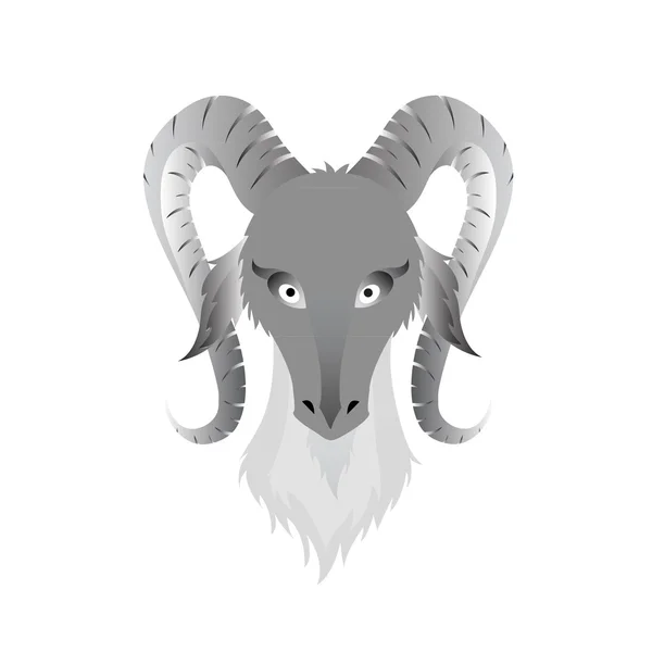 Image vectorielle d'une tête de chèvre sur fond blanc — Image vectorielle