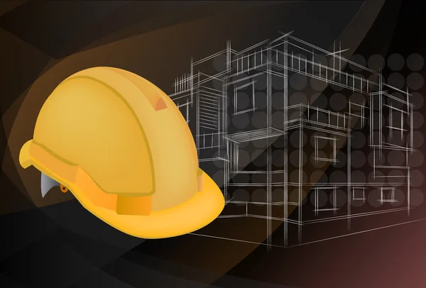 Illust, Planos de arquitectura y casco protector — Vector de stock