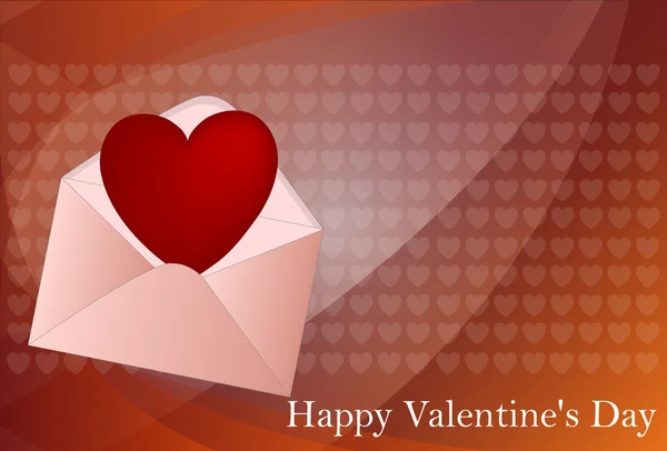 Zarf kırmızı kalp Sevgililer günü, vektör çizim — Stok Vektör