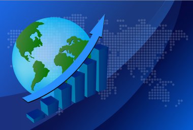 İş grafiği dünya arka plan ile. Vektör