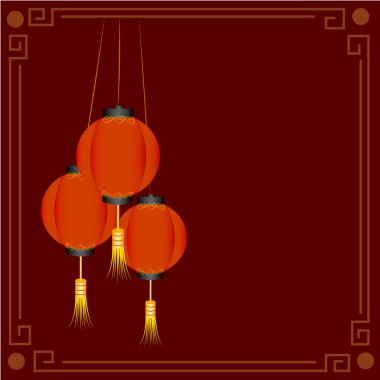 Çince Geleneksel kırmızı fener, vektör çizim