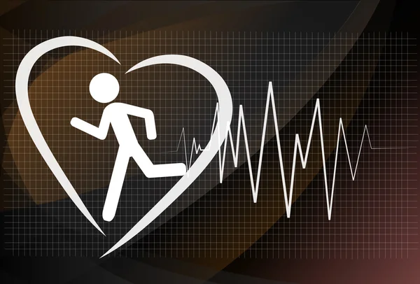 Adam sembol stok vektör çalışan kalp atışı yapmak. Sağlık kavramı