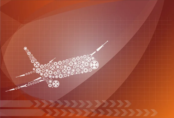 ギア装飾ベクトル製飛行機 — ストックベクタ
