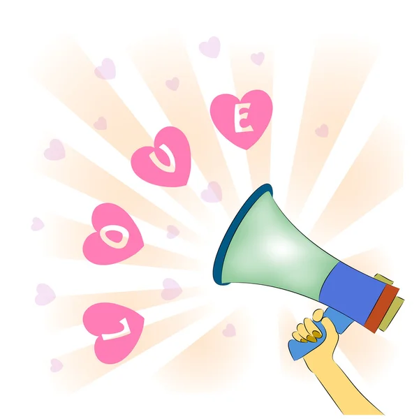 Megaphone and hearts icons — Stock Vector