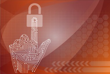 arka plan teknolojileri elle tutarak asma kilit simgesi.