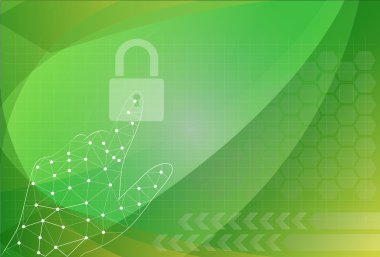 arka plan teknolojileri elle tutarak asma kilit simgesi.