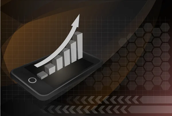 Concepto de negocio: smartphone con pantalla táctil y aplicación en el mercado de valores — Vector de stock