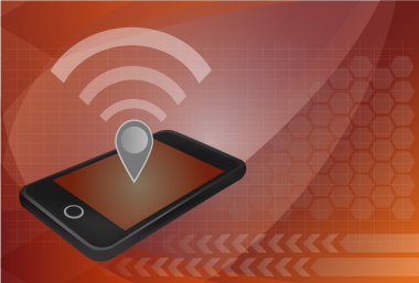 Kişisel hotspot kavramı. WiFi ve harita PIN kutsal kişilerin resmi üstünde tepe-in smartp