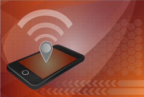 Concepto de hotspot personal. Wifi y mapa pin icono en la parte superior de smartp — Vector de stock