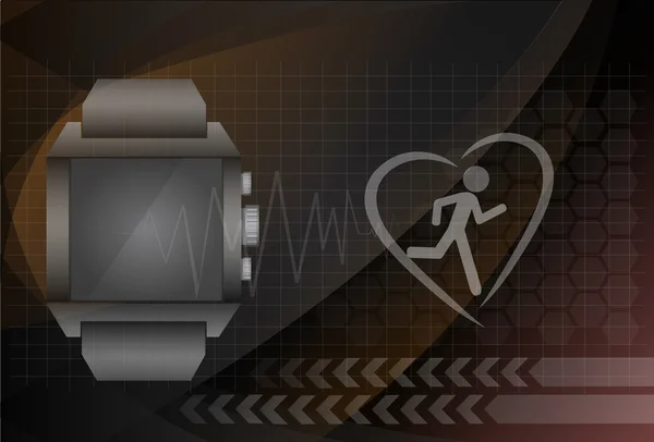 Aplicación de rastreo de fitness para el concepto de reloj inteligente con corazón m — Archivo Imágenes Vectoriales